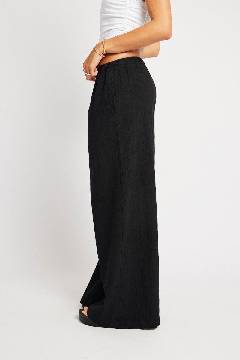 Black Wide Leg Pants High Rise for Ally Fashion