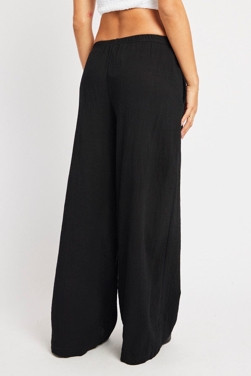 Black Wide Leg Pants High Rise for Ally Fashion