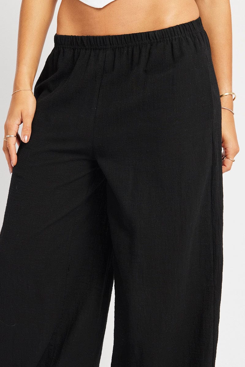 Black Wide Leg Pants High Rise for Ally Fashion