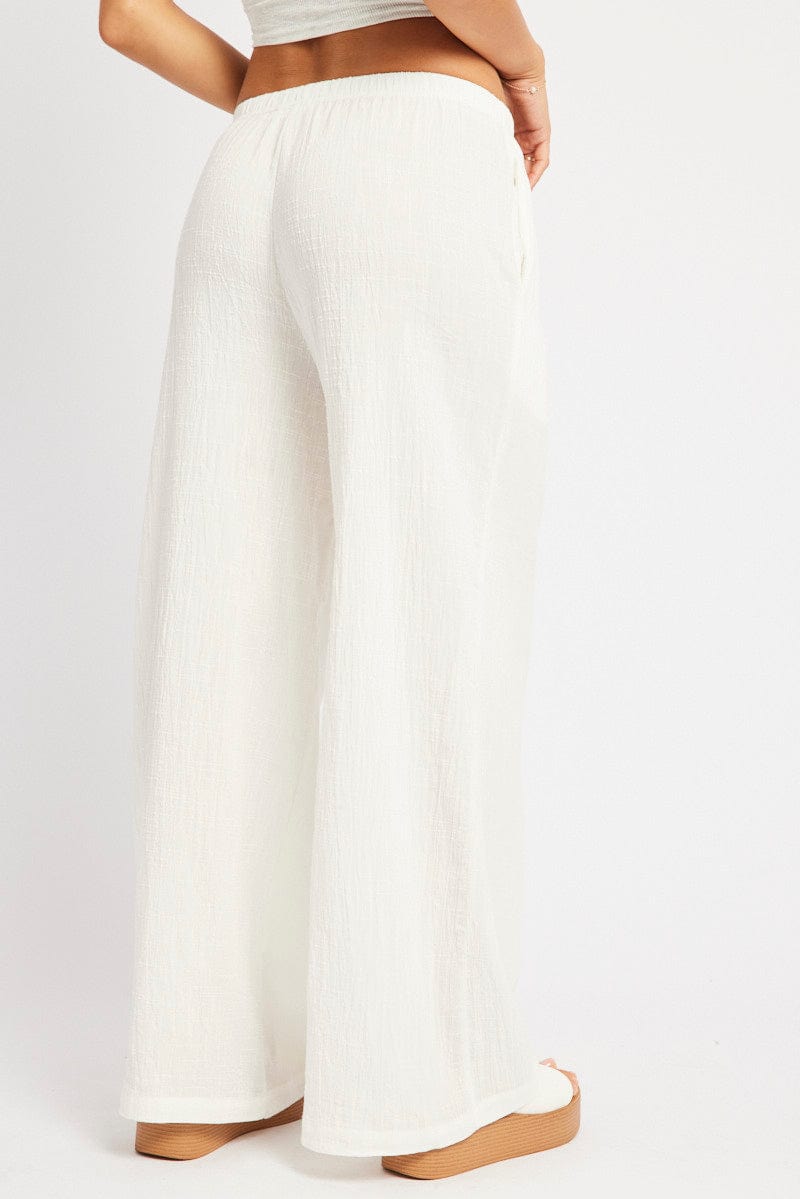 White Wide Leg Pants High Rise for Ally Fashion