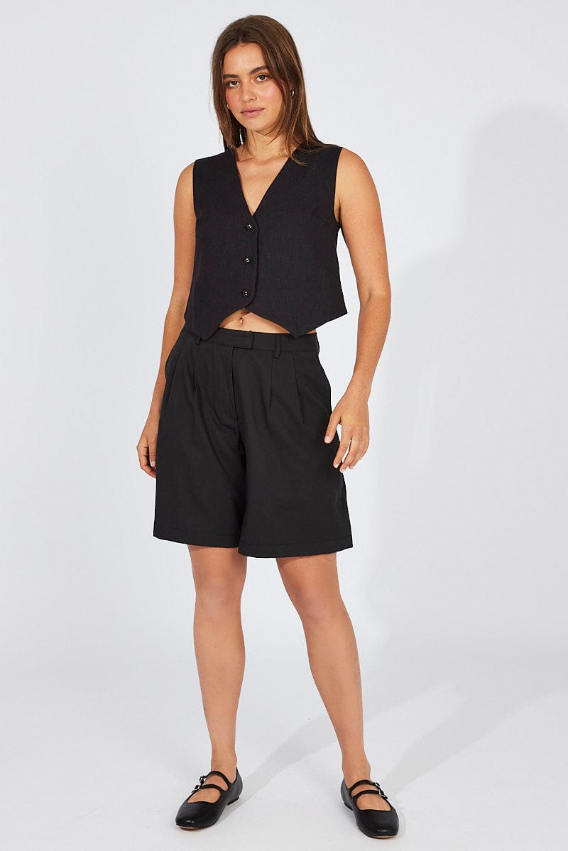 Black Longline Shorts Mid Rise for Ally Fashion