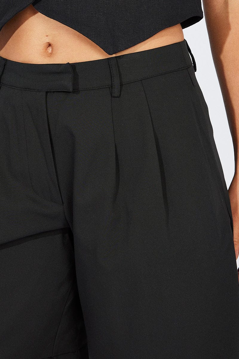 Black Longline Shorts Mid Rise for Ally Fashion