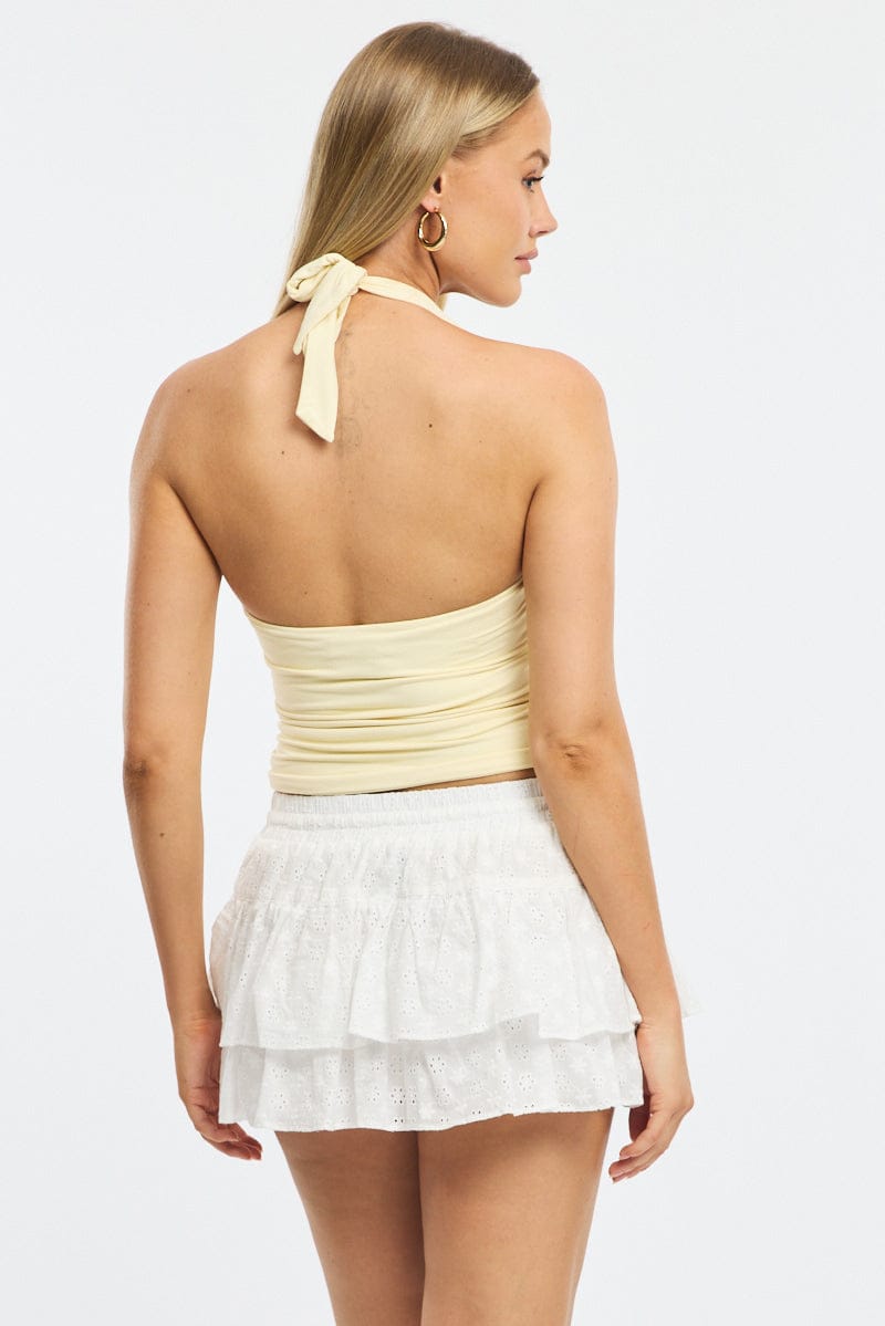 White Skort Frilled Hem Mini for Ally Fashion