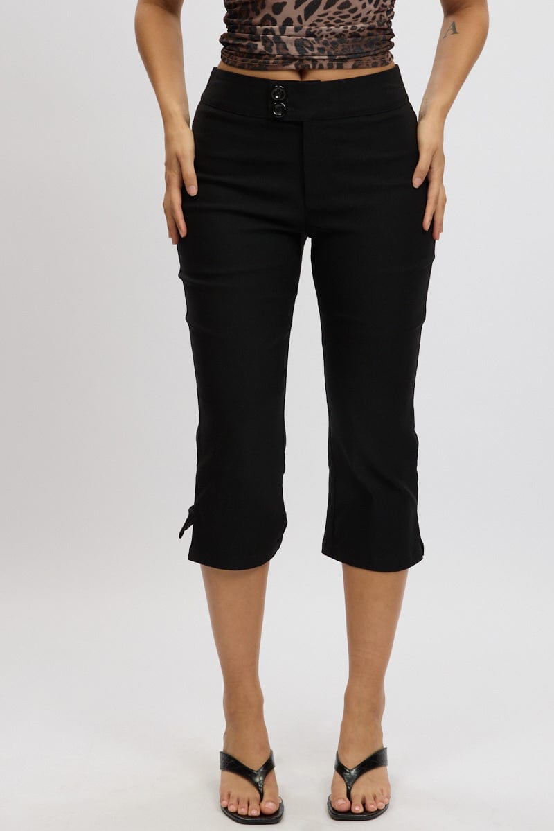 Black Capri Pants Low Rise for Ally Fashion