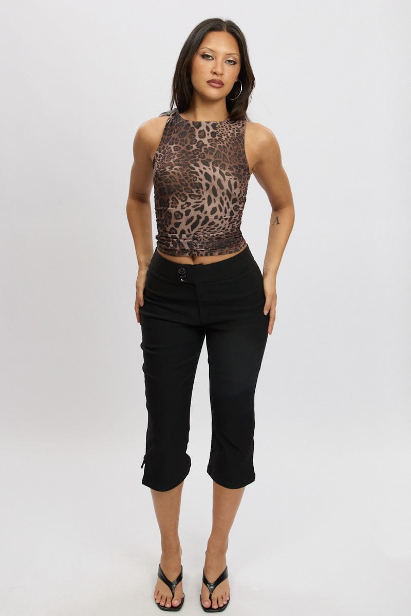 Black Capri Pants Low Rise for Ally Fashion