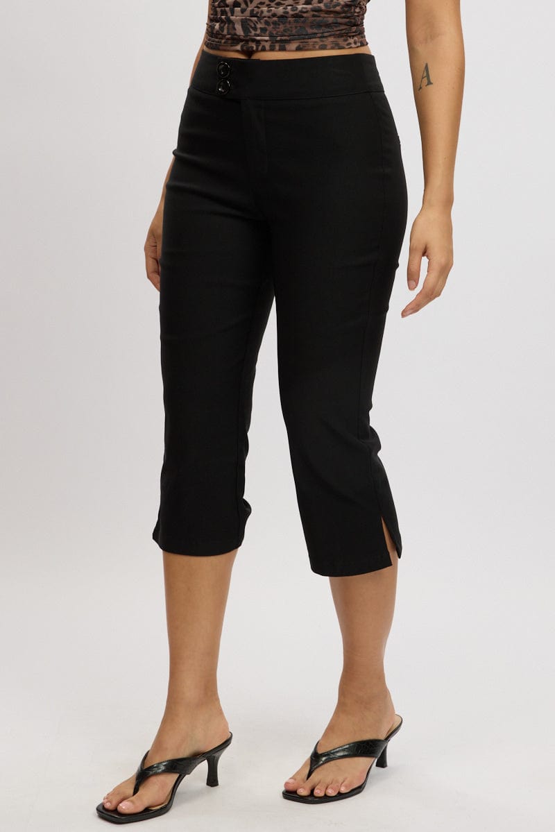 Black Capri Pants Low Rise for Ally Fashion