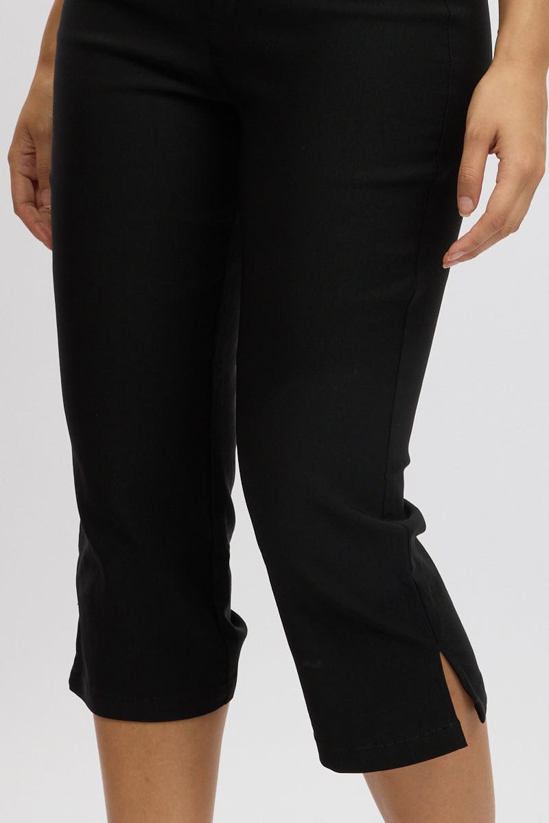 Black Capri Pants Low Rise for Ally Fashion