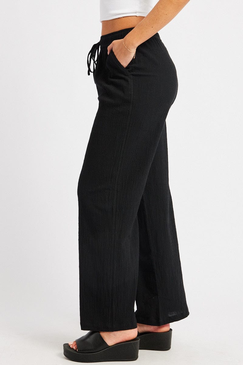 Black Wide Leg Pants High Rise for Ally Fashion