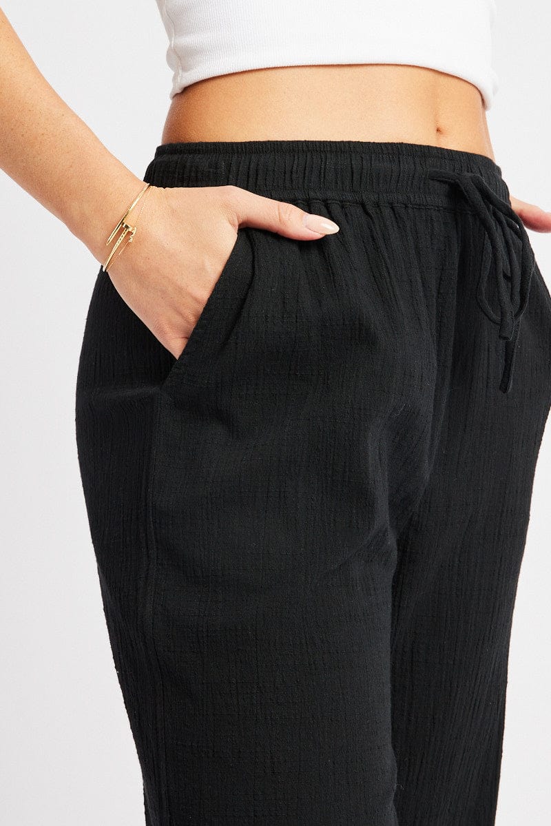 Black Wide Leg Pants High Rise for Ally Fashion