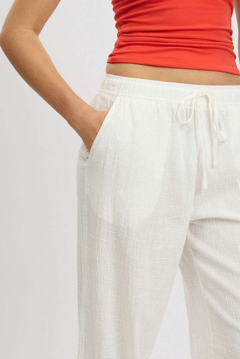 White Wide Leg Pants High Rise for Ally Fashion