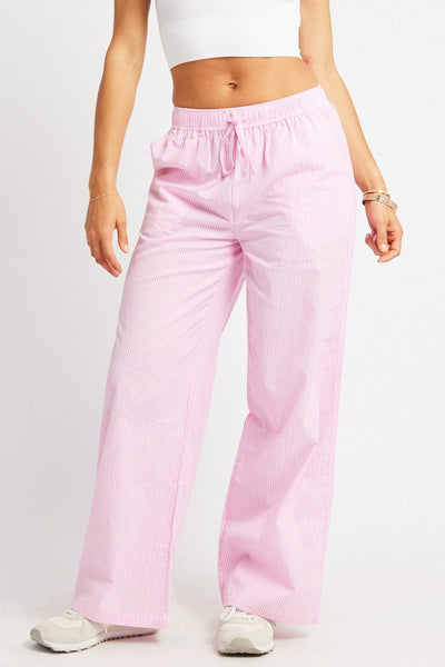 Pink Stripe Wide Leg Pants High Rise Ally Fashion