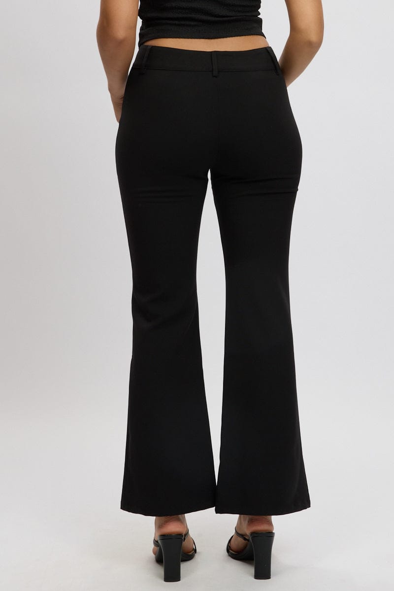 Black Flare Leg Pants Low Rise for Ally Fashion