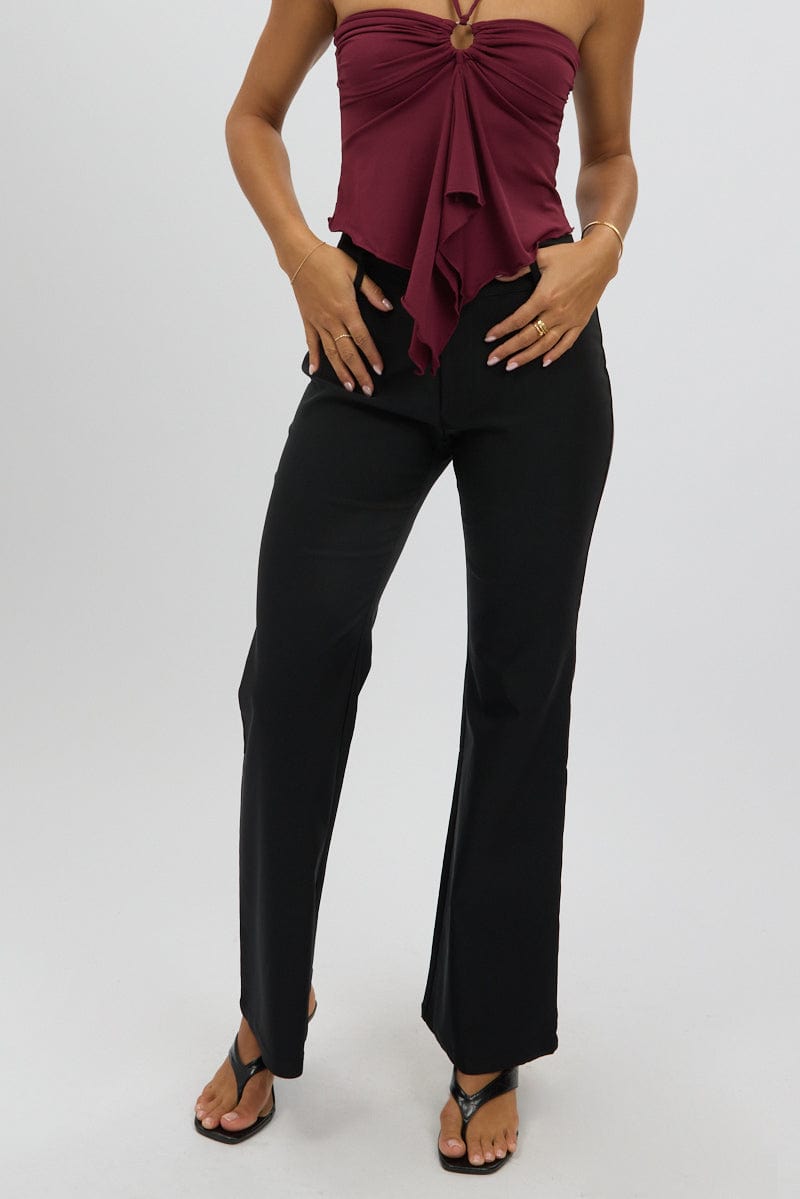 Black Low Rise Flare Pants for Ally Fashion