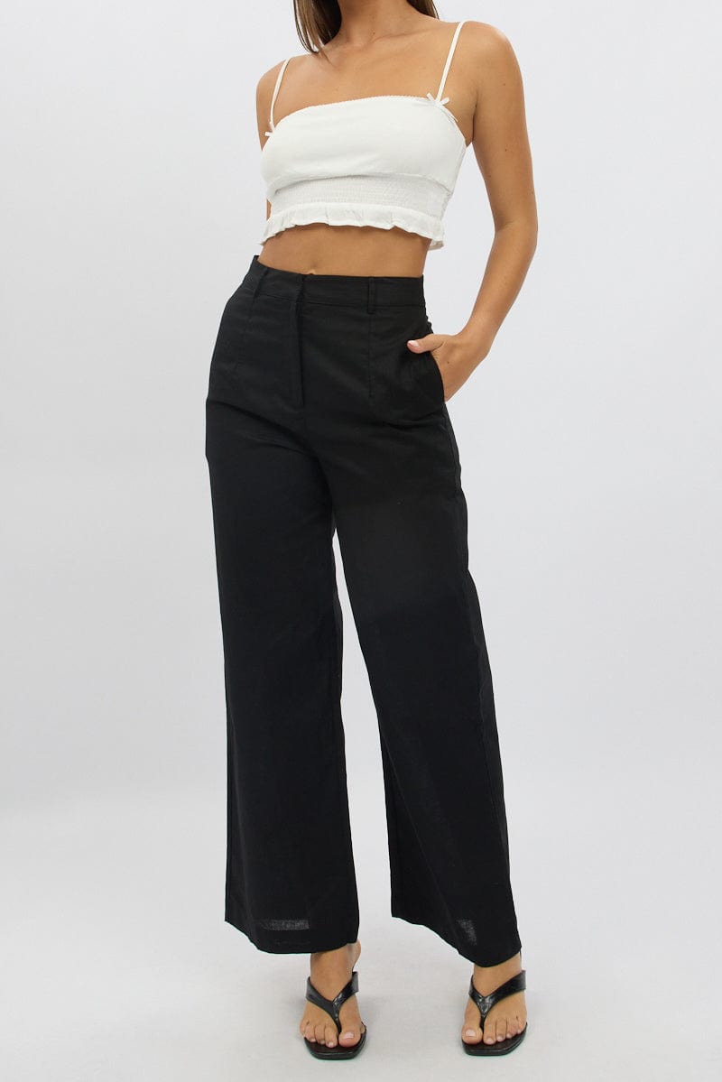 Black Tailored Pants Wide Leg for Ally Fashion