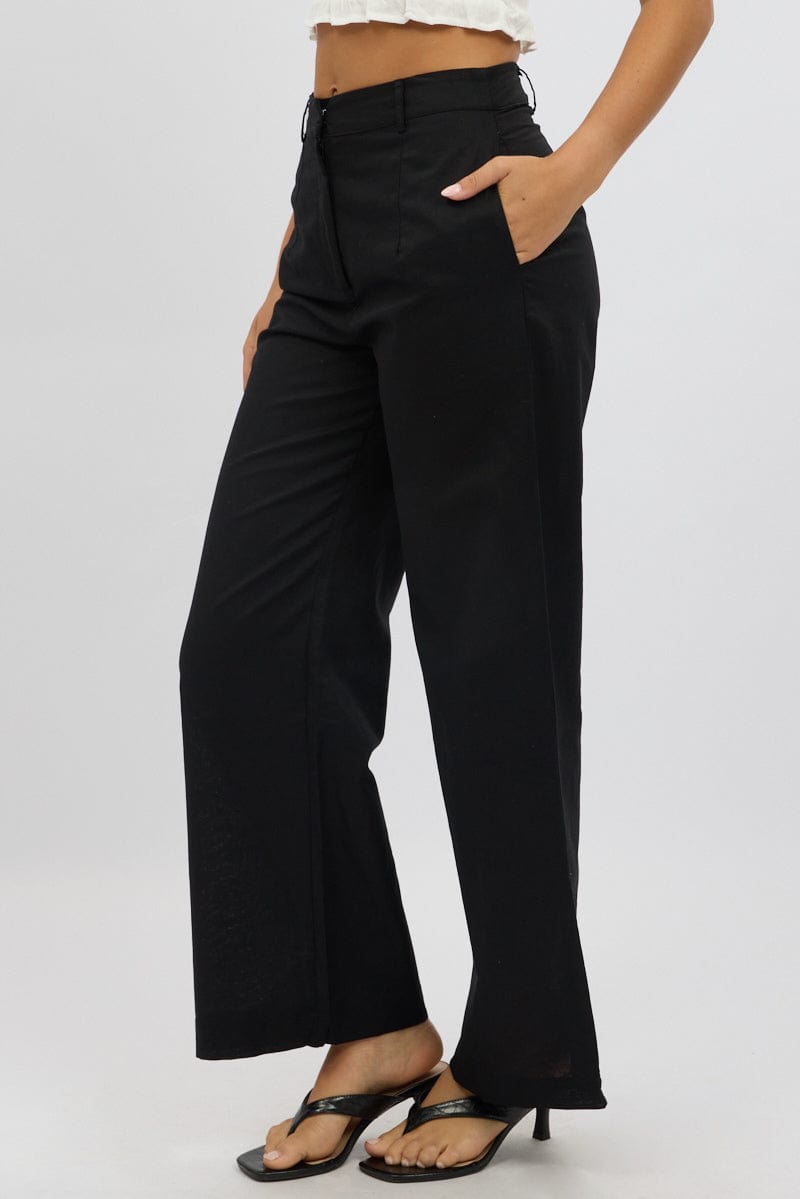 Black Tailored Pants Wide Leg for Ally Fashion