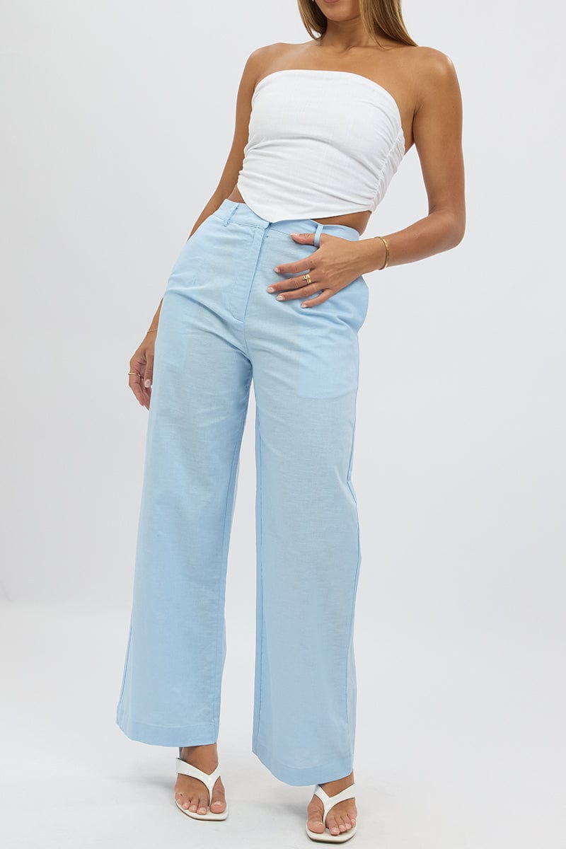 Blue Tailored Pants Wide Leg for Ally Fashion