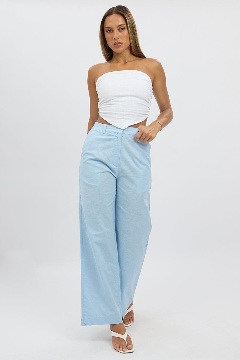 Blue Tailored Pants Wide Leg for Ally Fashion