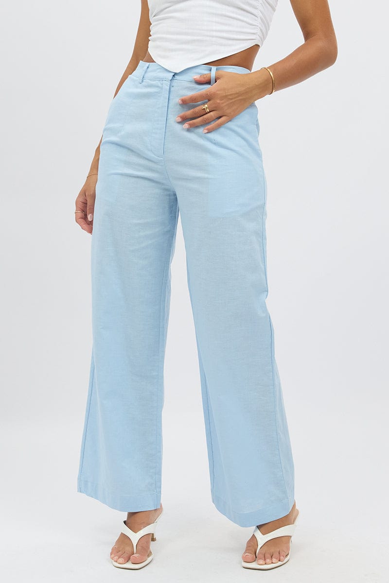 Blue Tailored Pants Wide Leg for Ally Fashion