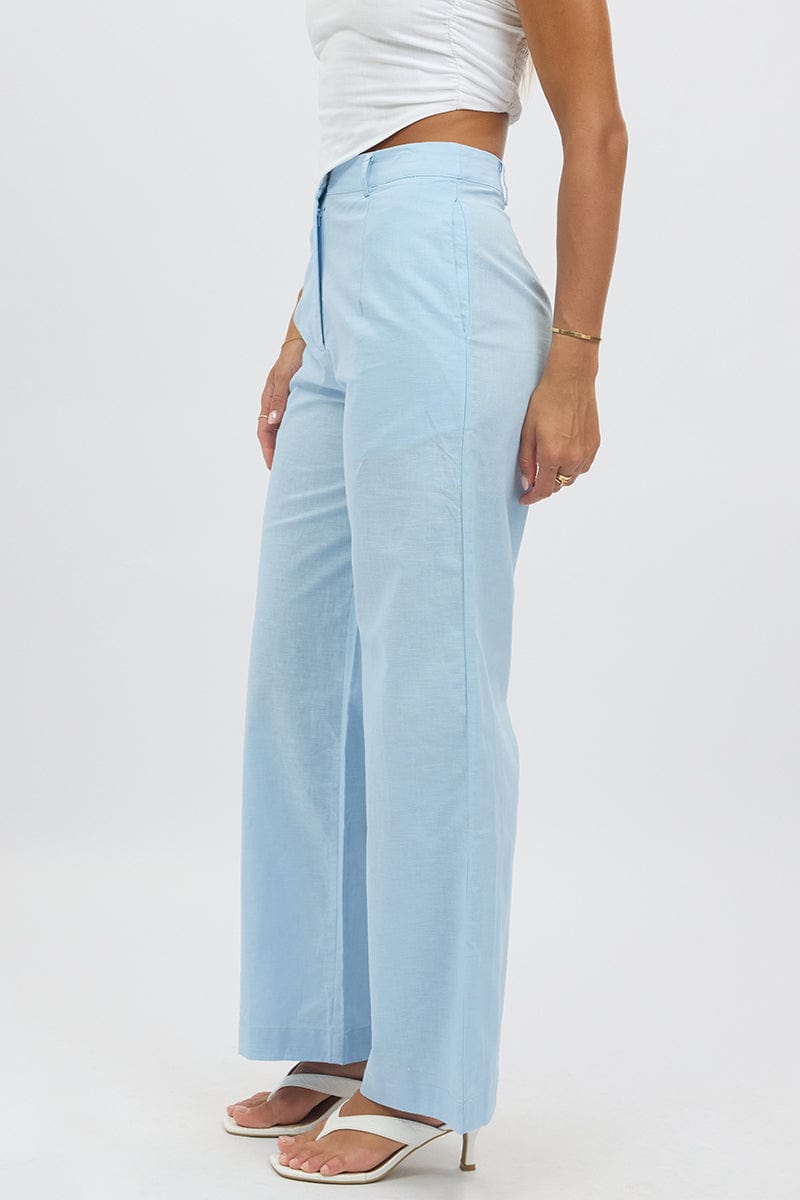 Blue Tailored Pants Wide Leg for Ally Fashion