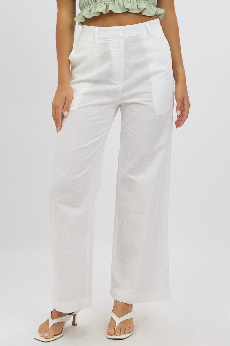 White Tailored Pants Wide Leg for Ally Fashion