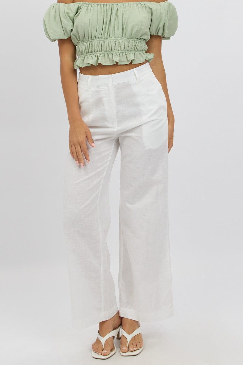 White Tailored Pants Wide Leg for Ally Fashion