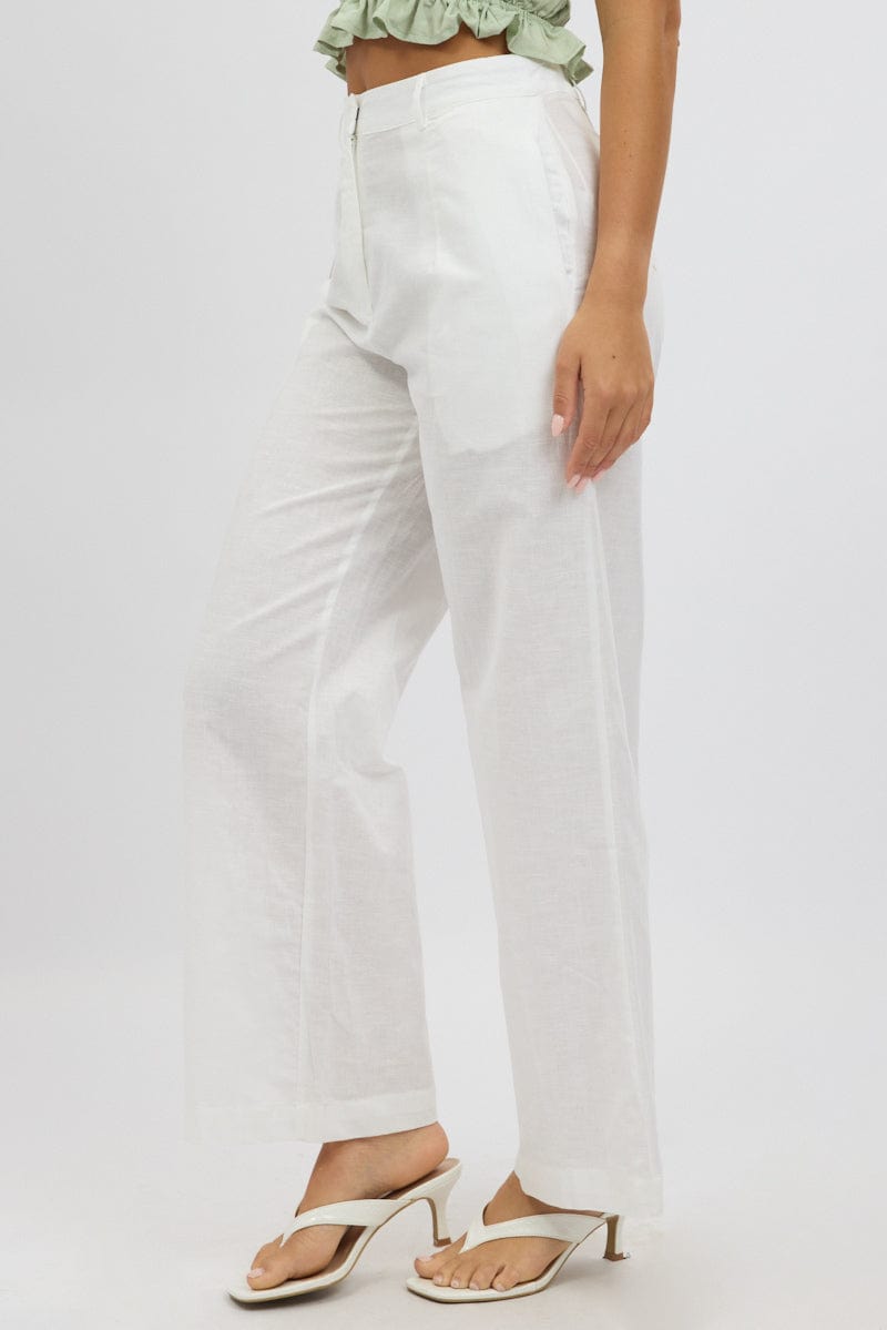 White Tailored Pants Wide Leg for Ally Fashion