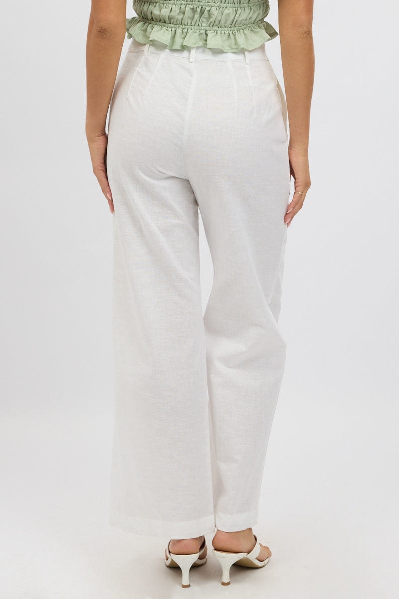 White Tailored Pants Wide Leg for Ally Fashion