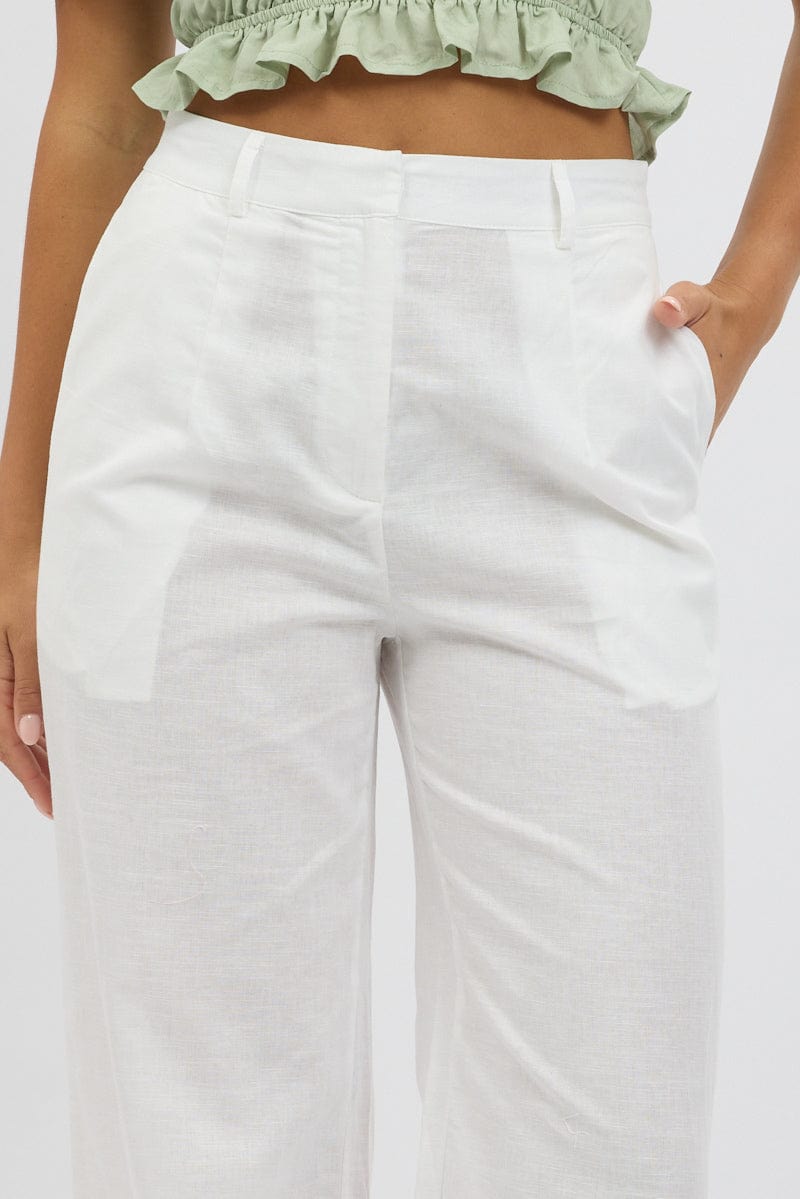 White Tailored Pants Wide Leg for Ally Fashion