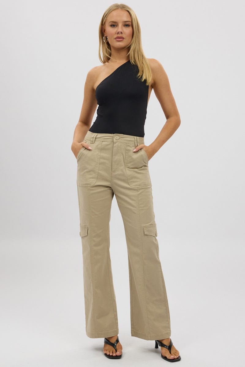 Beige Cargo Pants Mid Rise for Ally Fashion