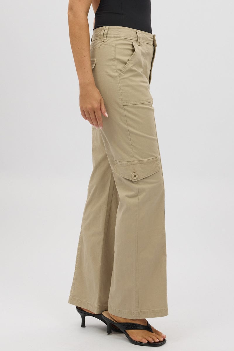 Beige Cargo Pants Mid Rise for Ally Fashion