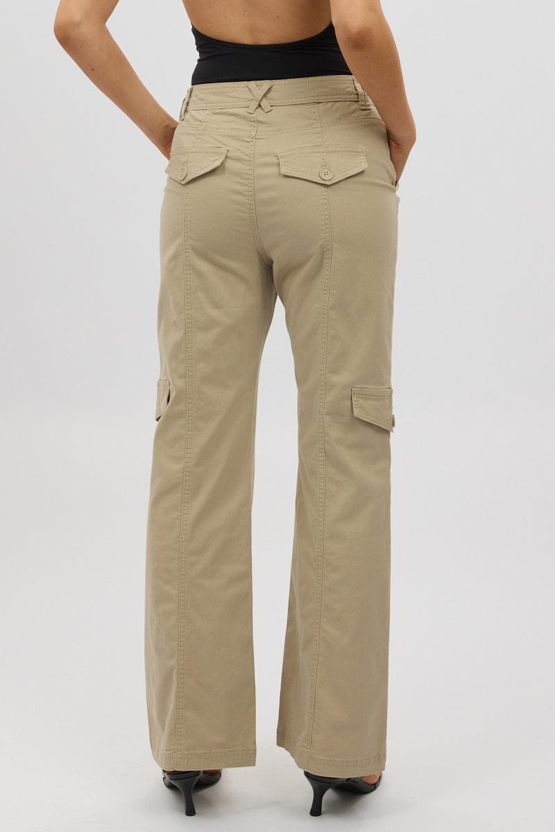 Beige Cargo Pants Mid Rise for Ally Fashion