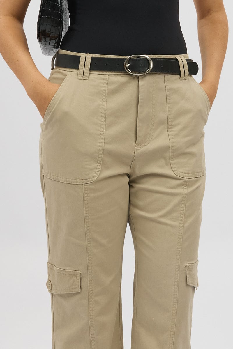 Beige Cargo Pants Mid Rise for Ally Fashion