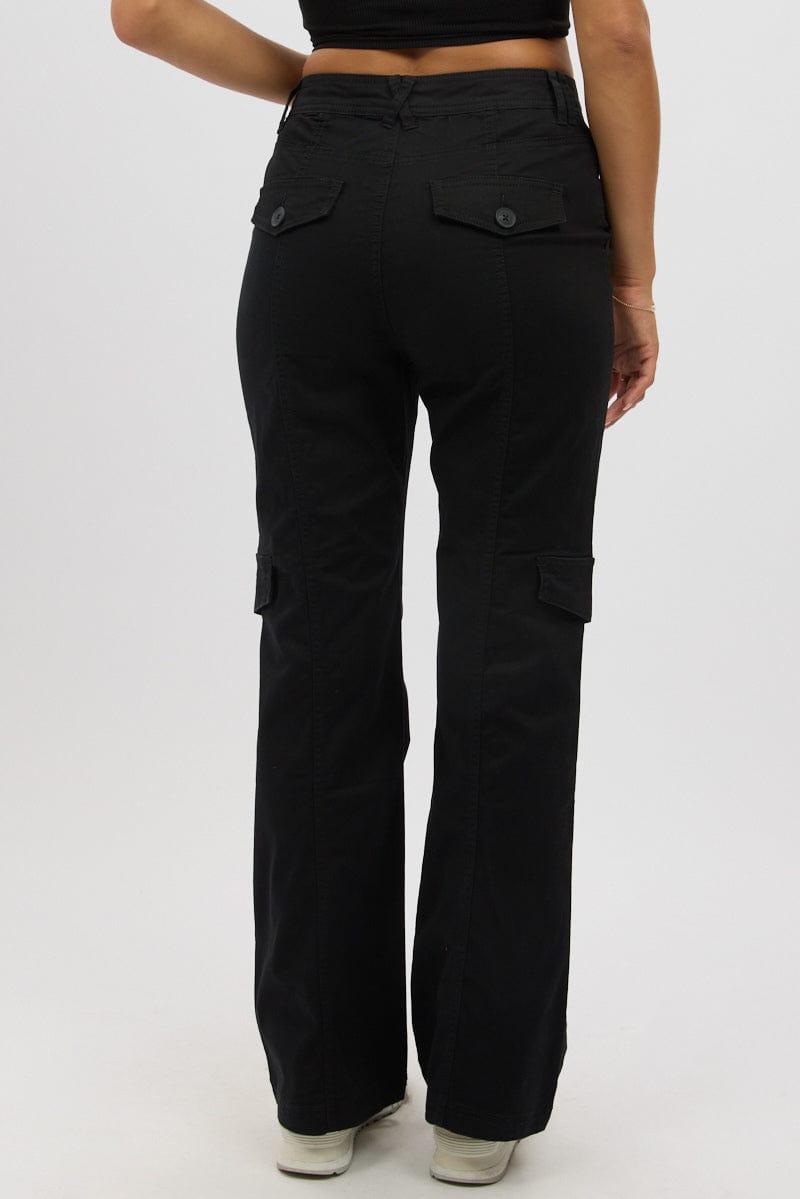 Black Cargo Pants Mid Rise for Ally Fashion