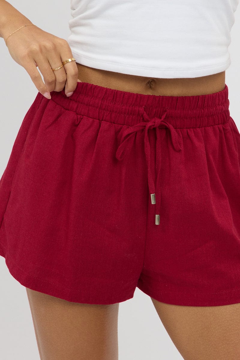 Red Ruggison Shorts Red Shorts Elasticated Waist | Ally Fashion