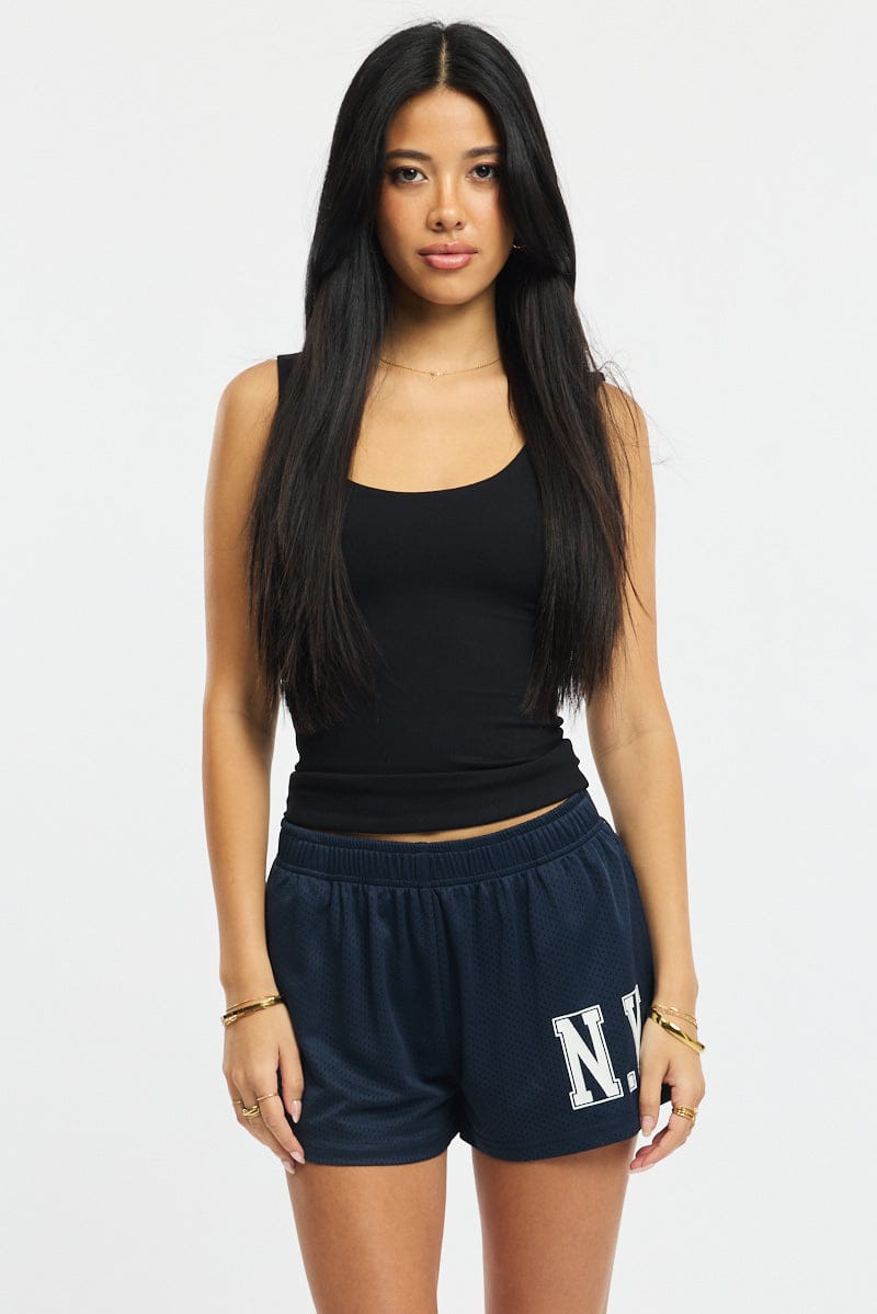 Blue Track Shorts Elasticated Waist for Ally Fashion