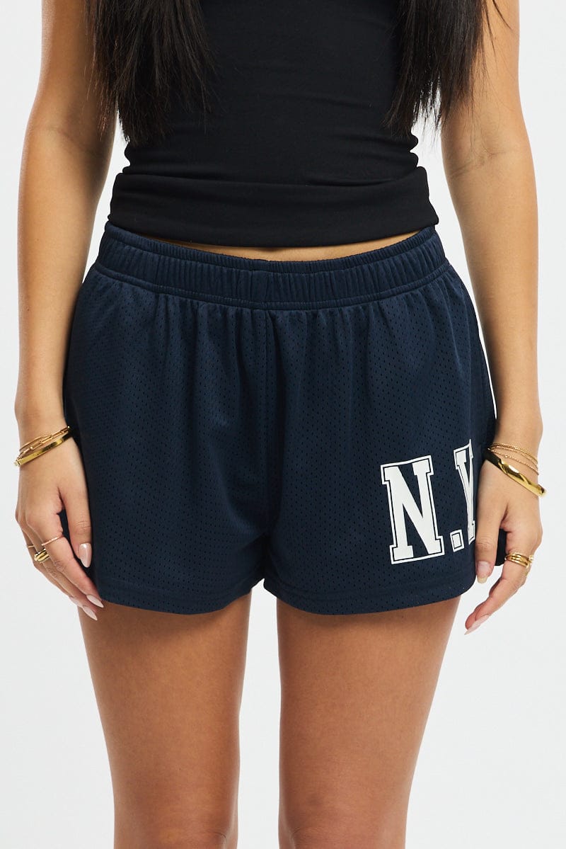 Blue Track Shorts Elasticated Waist for Ally Fashion