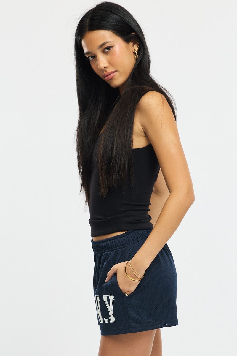 Blue Track Shorts Elasticated Waist for Ally Fashion