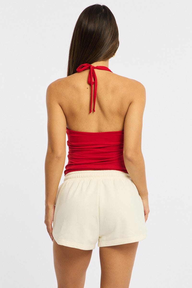 White Track Shorts Elasticated Waist for Ally Fashion