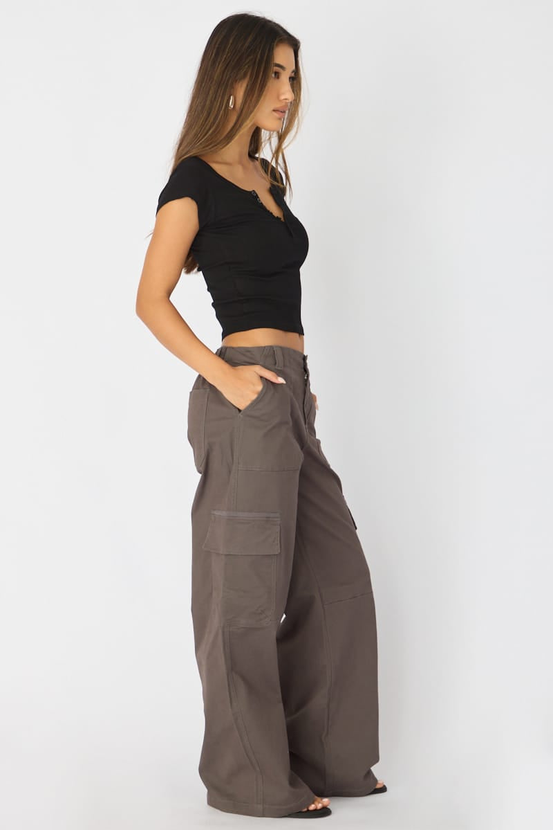 Grey Cargo Pant Mid Rise for Ally Fashion
