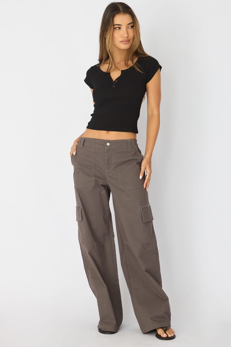 Grey Cargo Pant Mid Rise for Ally Fashion