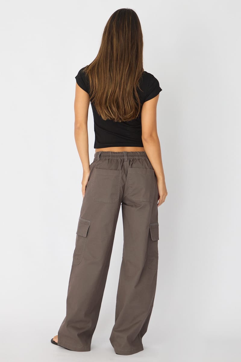 Grey Cargo Pant Mid Rise for Ally Fashion