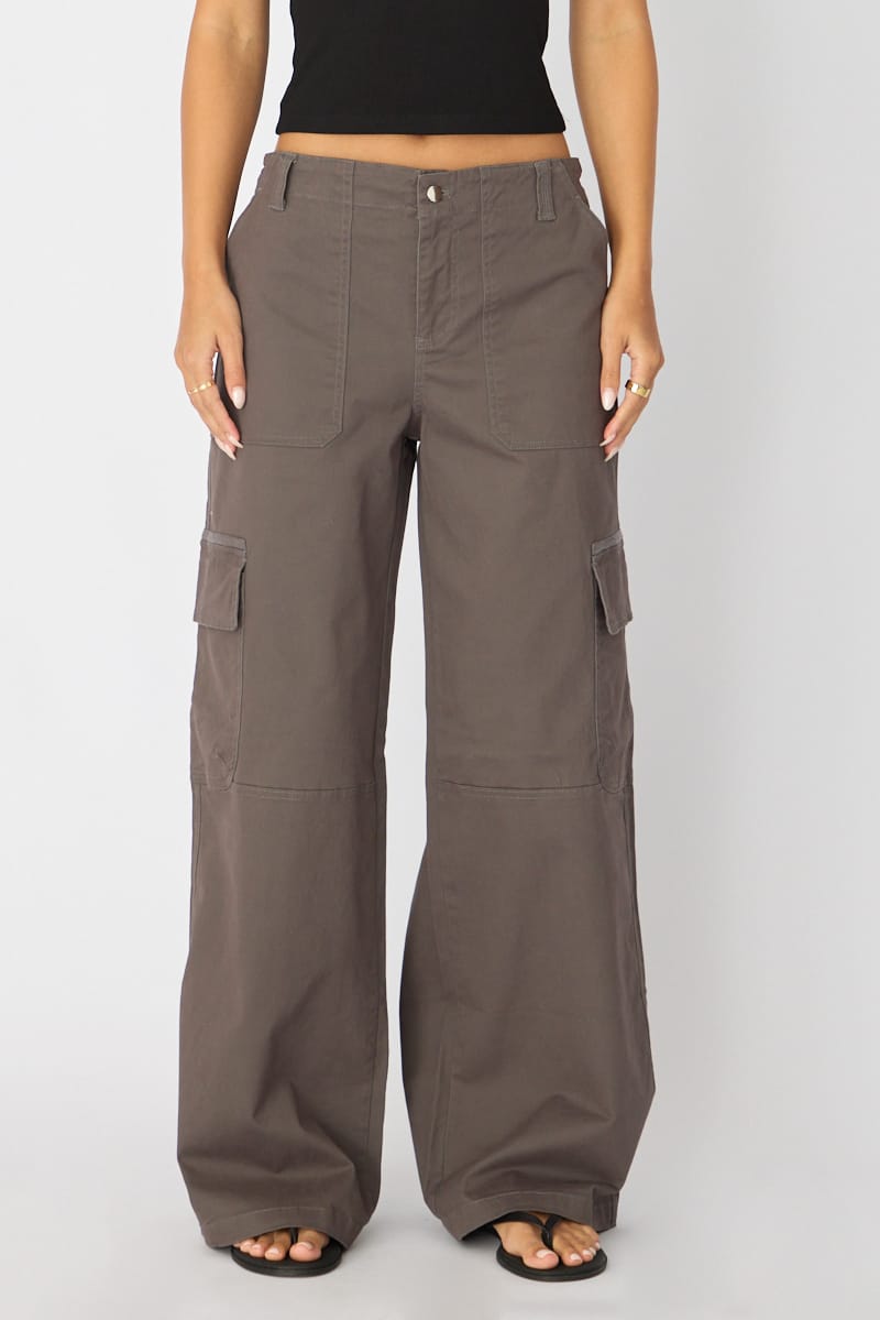 Grey Cargo Pant Mid Rise for Ally Fashion