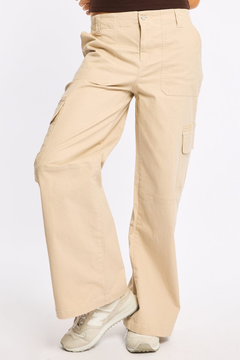 Beige Cargo Pant Mid Rise for Ally Fashion