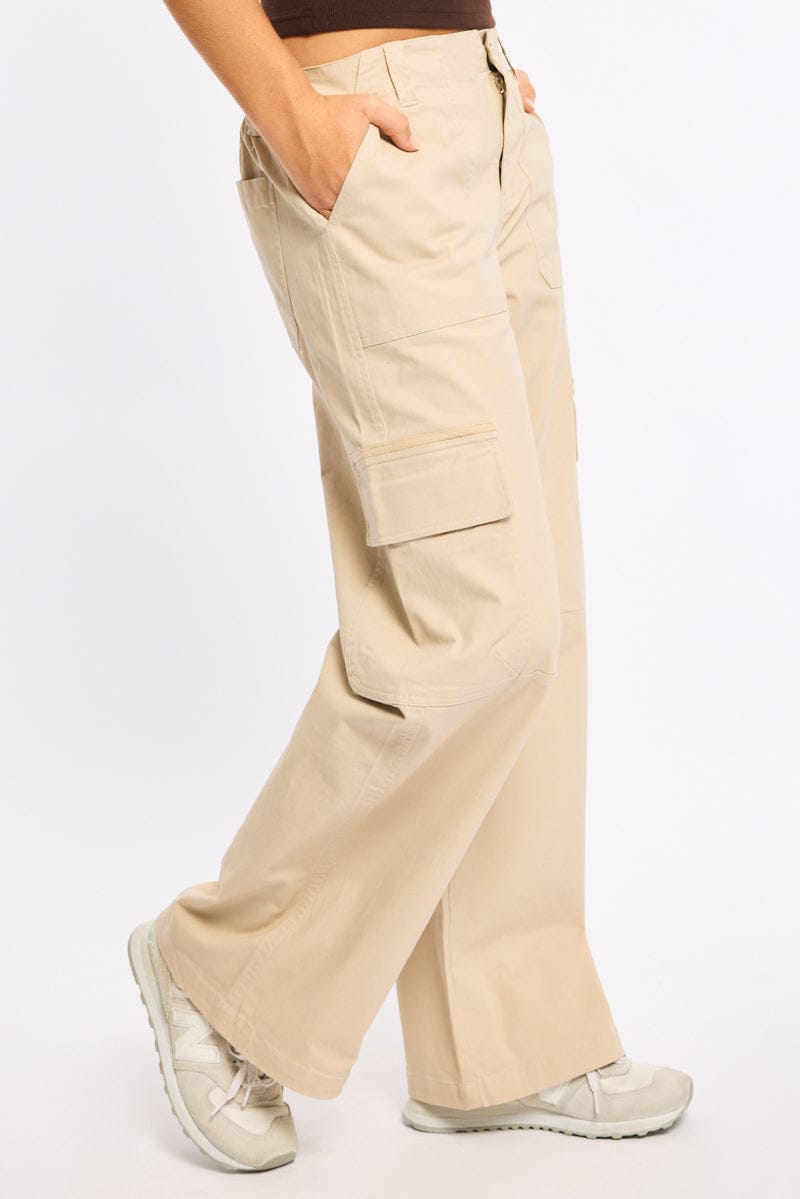 Beige Cargo Pant Mid Rise for Ally Fashion