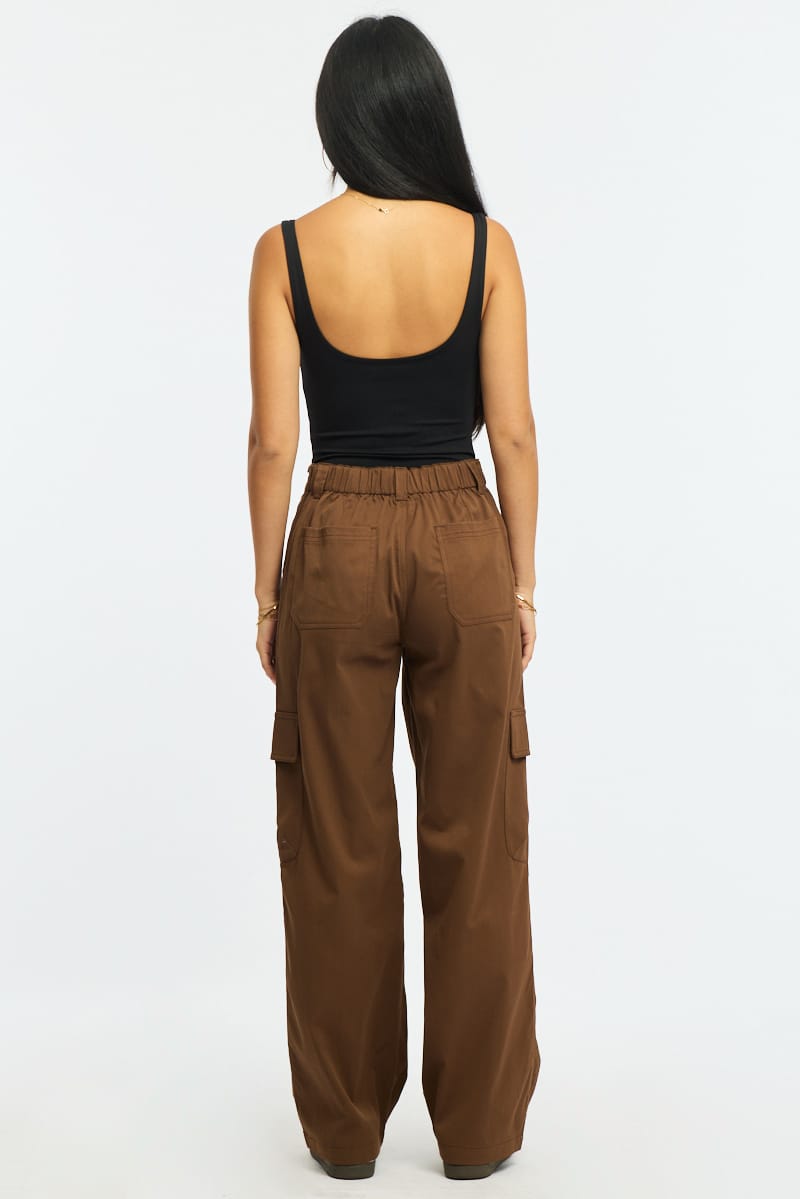 Brown Cargo Pants Mid Rise for Ally Fashion