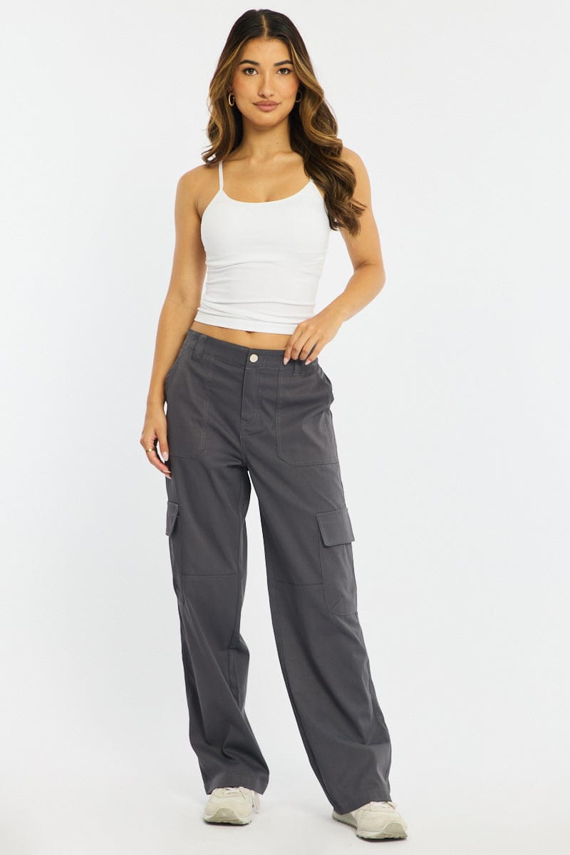 Grey Cargo Pants Mid Rise for Ally Fashion