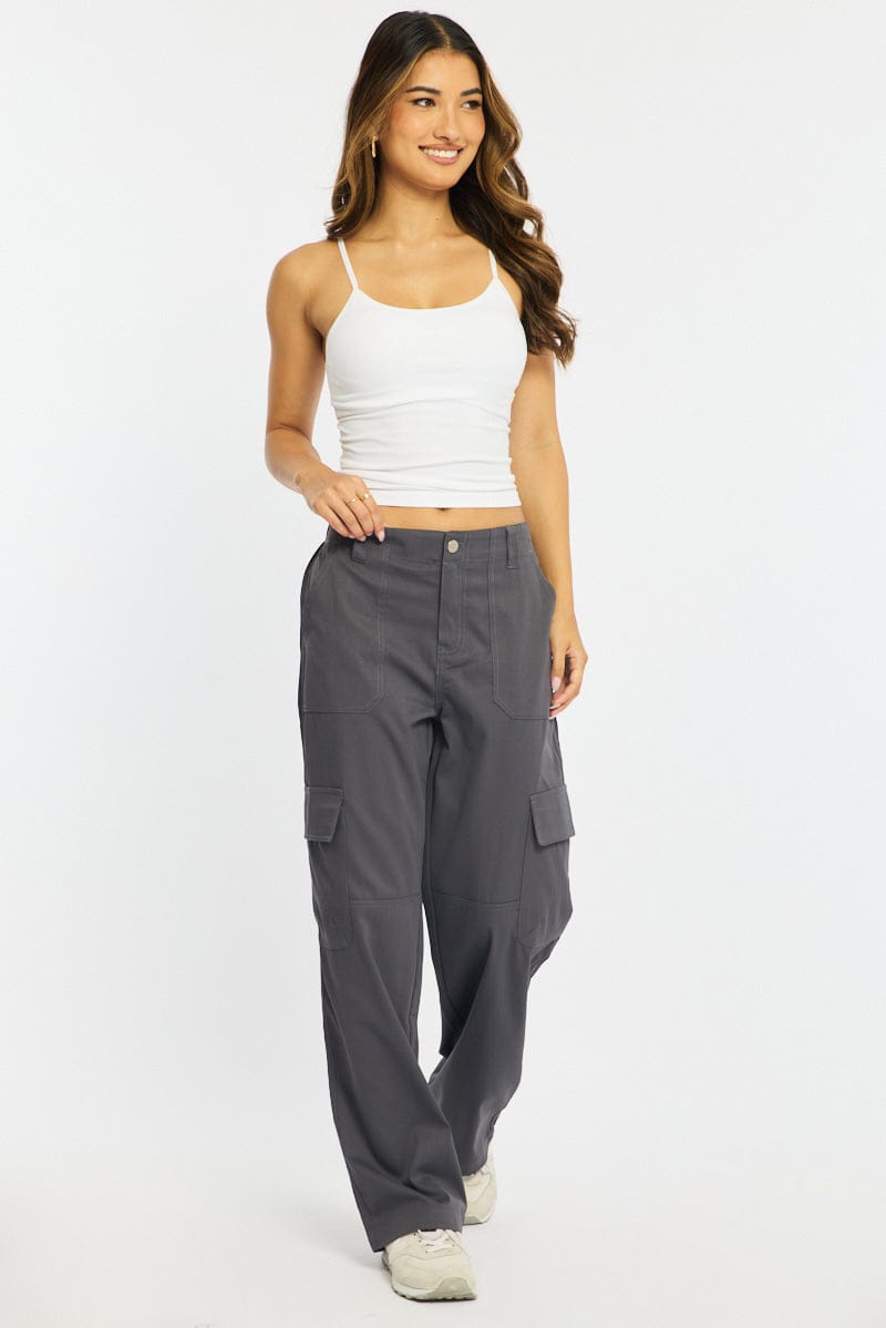 Grey Cargo Pants Mid Rise for Ally Fashion