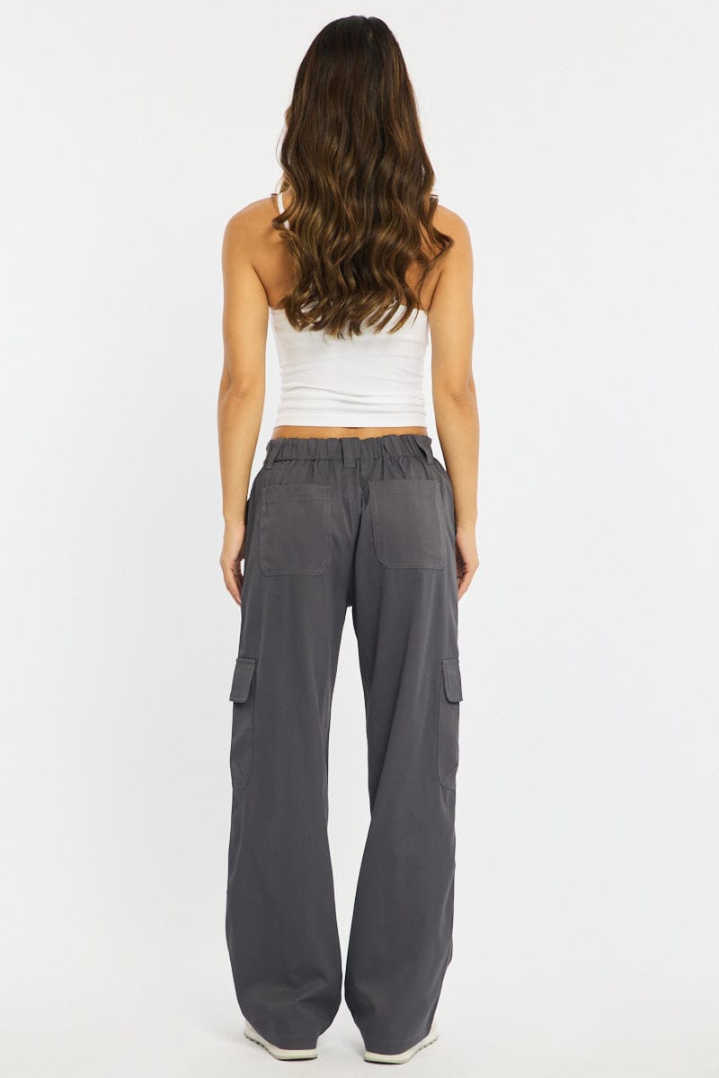 Grey Cargo Pants Mid Rise for Ally Fashion