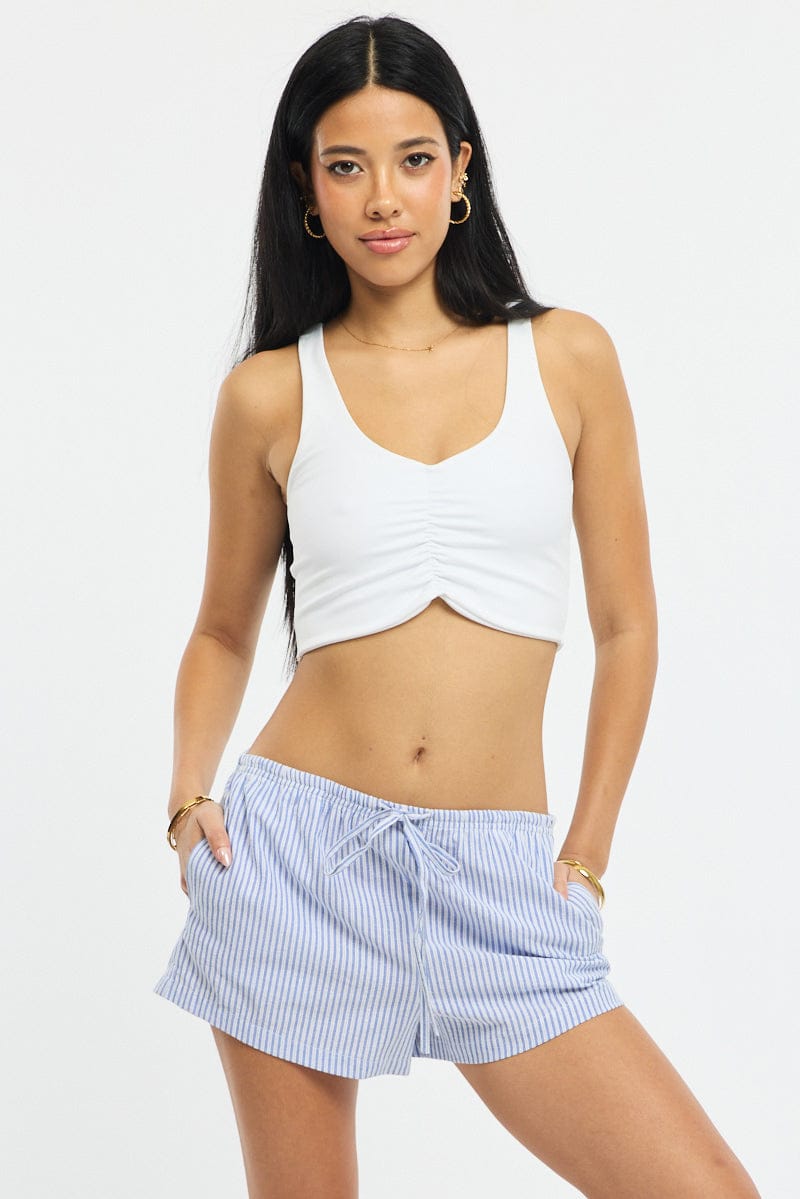 Blue Stripe Shorts Elasticated Waist for Ally Fashion