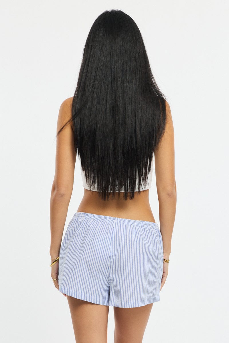Blue Stripe Shorts Elasticated Waist for Ally Fashion